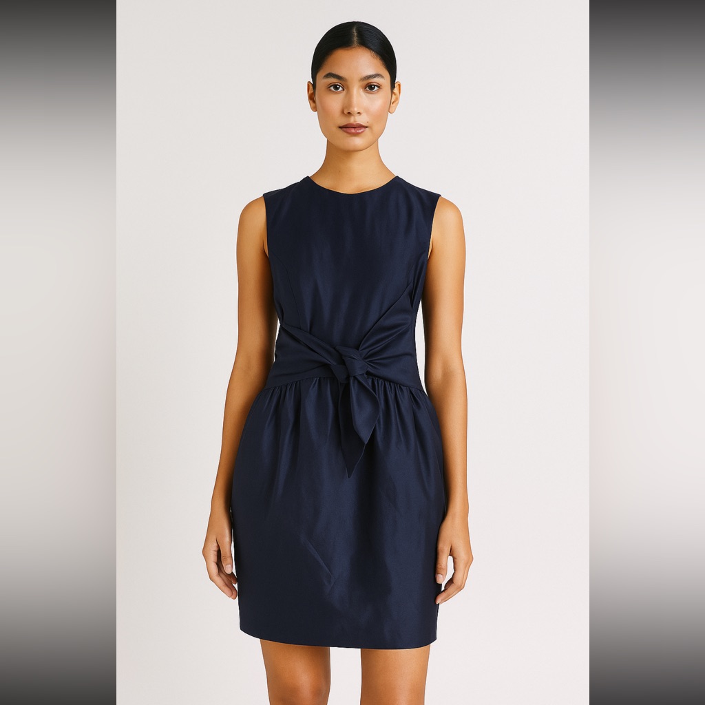 Blue Barney's Cocktail Or Semi-Formal Cotton And Silk Sleeveless Dress Size 8